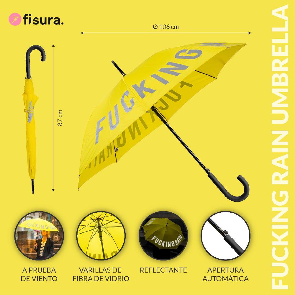 Fisura Paraguas "Fucking Rain" Amarillo Reflectante