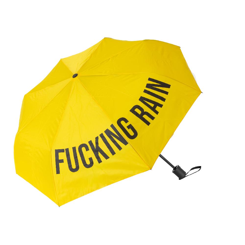 Fisura Paraguas plegable "Fucking Rain" amarillo