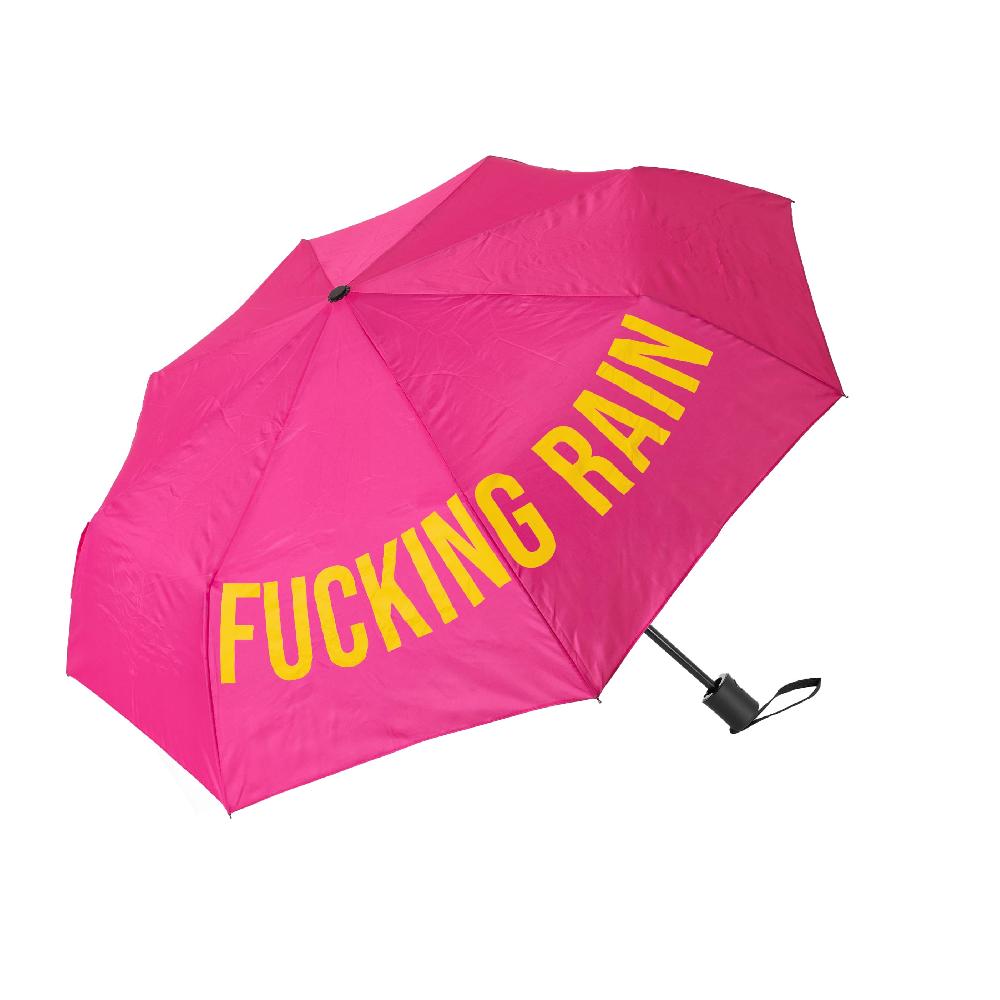Fisura Paraguas plegable "Fucking Rain" rosa
