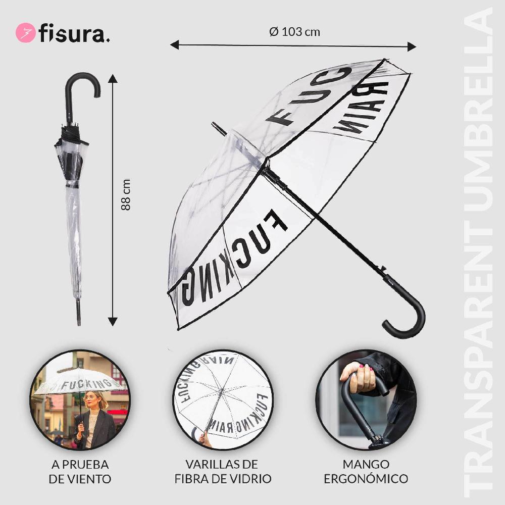Fisura Paraguas Transparente "Fucking Rain"
