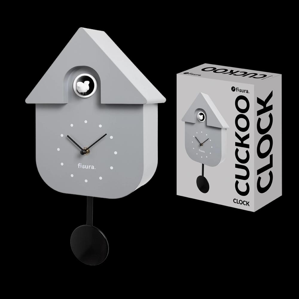 Fisura Reloj de cuco gris con dial blanco