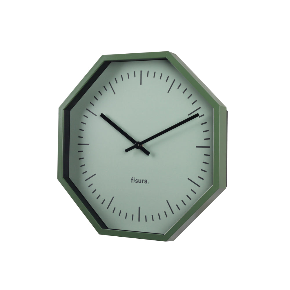 Fisura Reloj De Pared Octogonal Verde