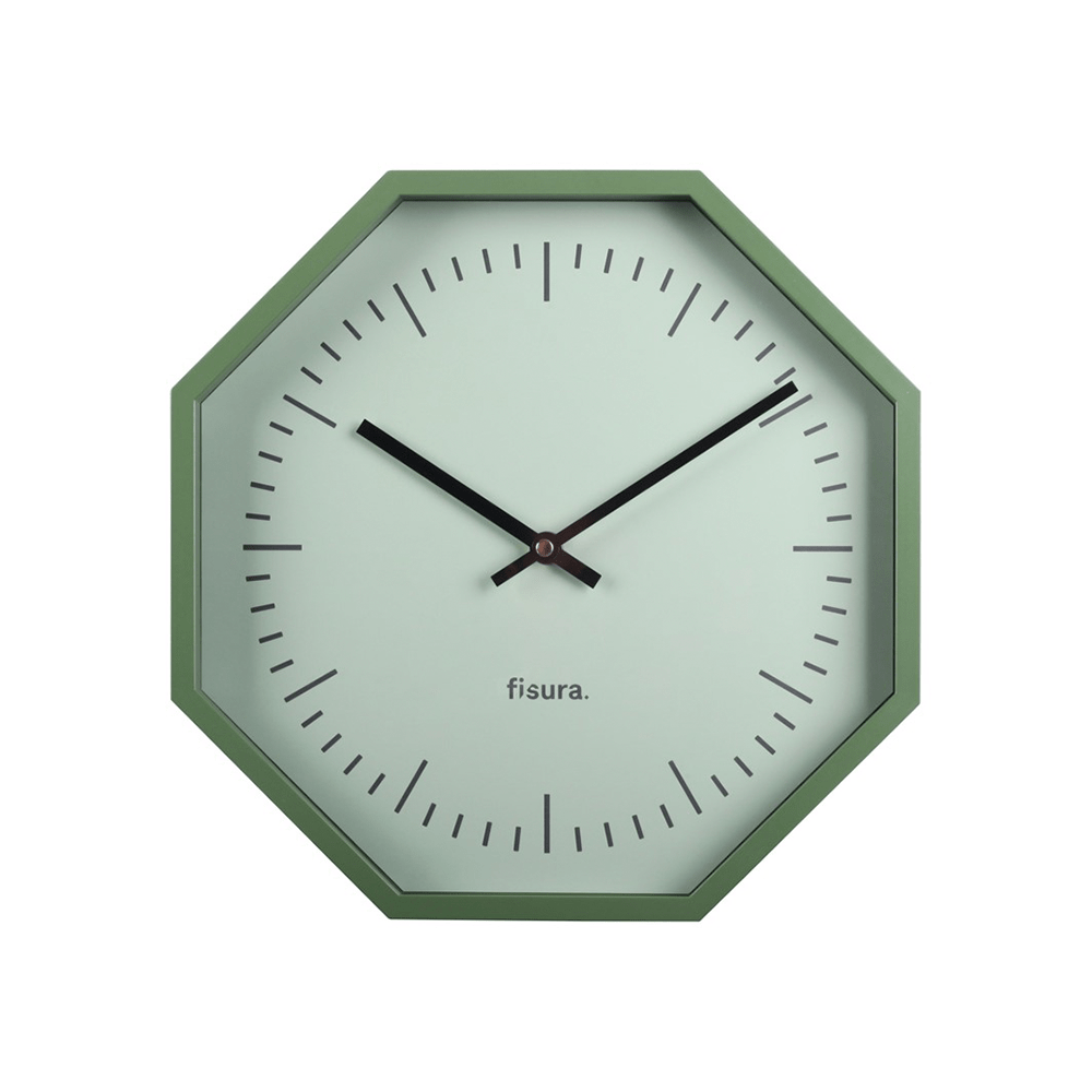 Fisura Reloj de Pared Octogonal Verde