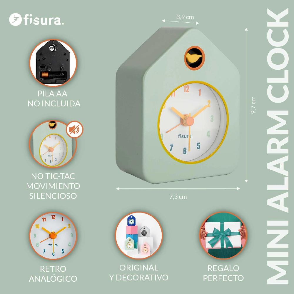 Fisura Reloj Despertador Casita Mini Verde Menta