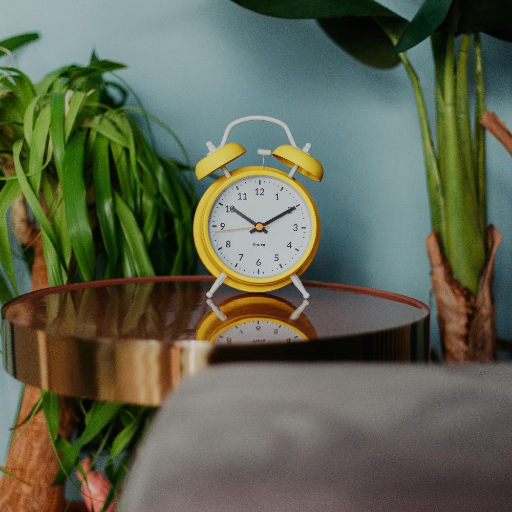 Fisura Reloj Despertador Retro Amarillo & Blanco