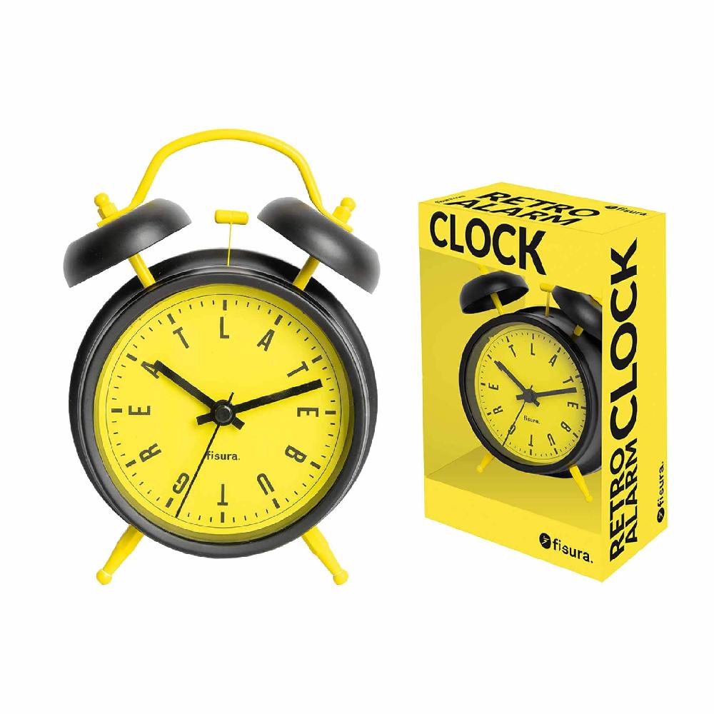 Fisura Reloj despertador Retro Amarillo & Negro
