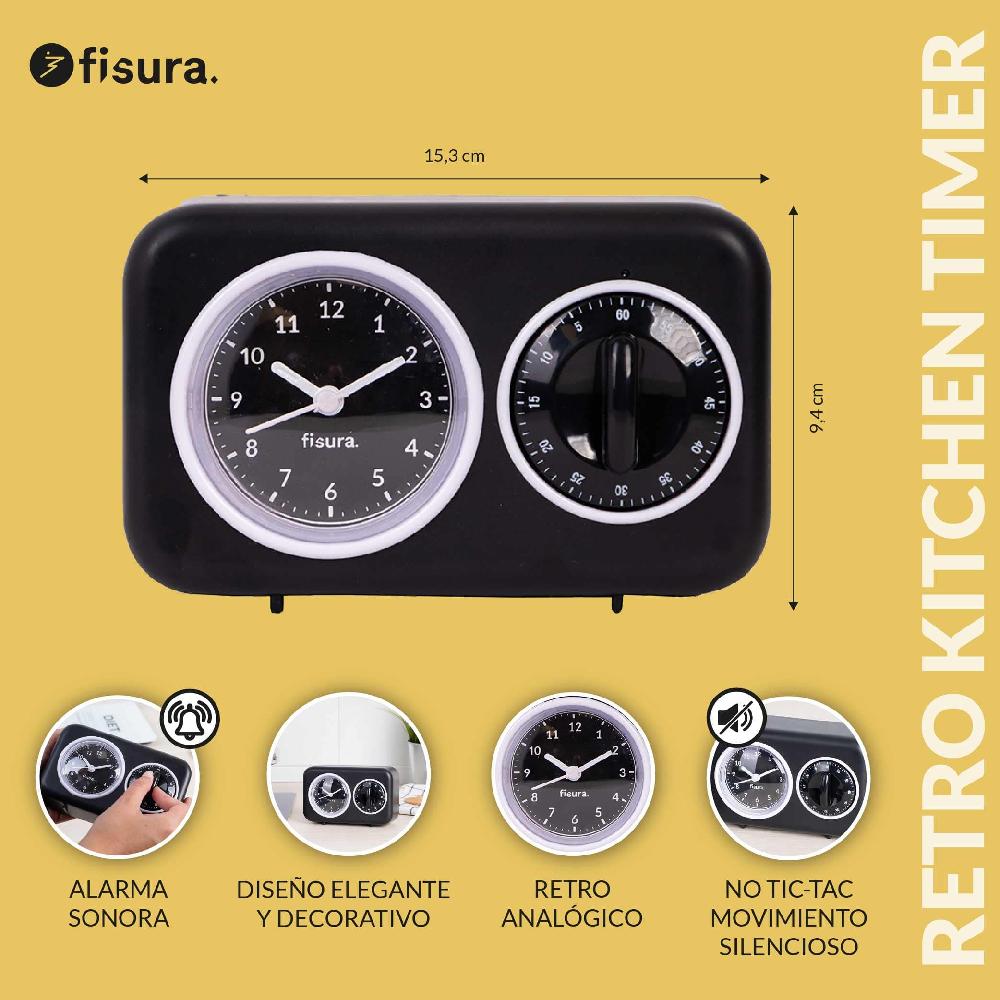 Fisura Temporizador De Cocina Retro - Negro