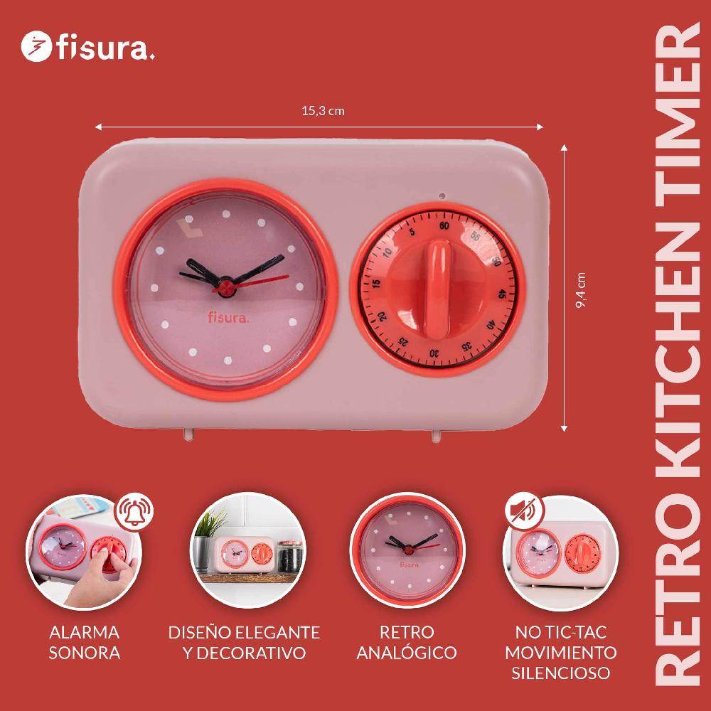 Fisura Temporizador De Cocina Retro - Rosa