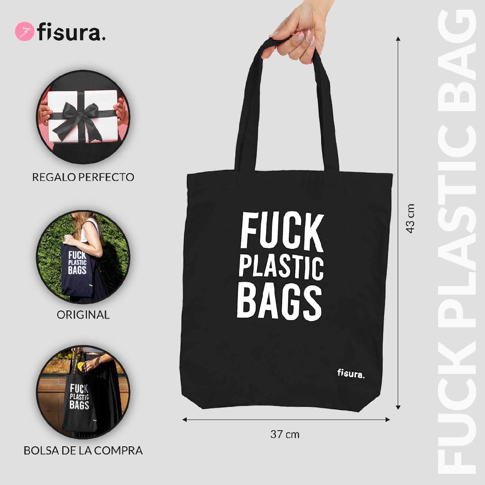 Fisura Tote Bag Original “fuck Plastic Bag" Negra