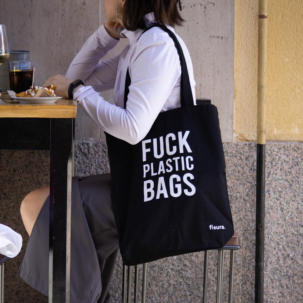 Fisura Tote Bag Original “fuck Plastic Bag" Negra