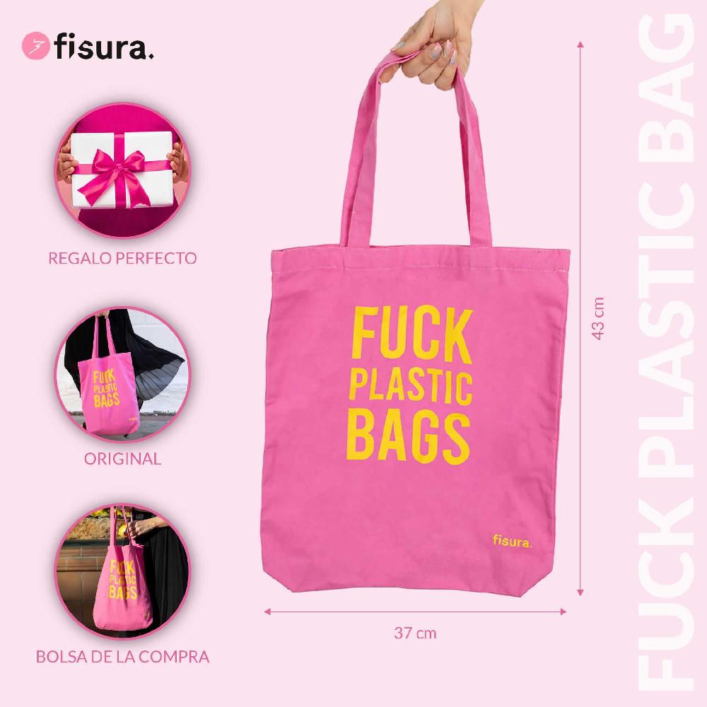 Fisura Tote Bag Original “fuck Plastic Bag" Rosa