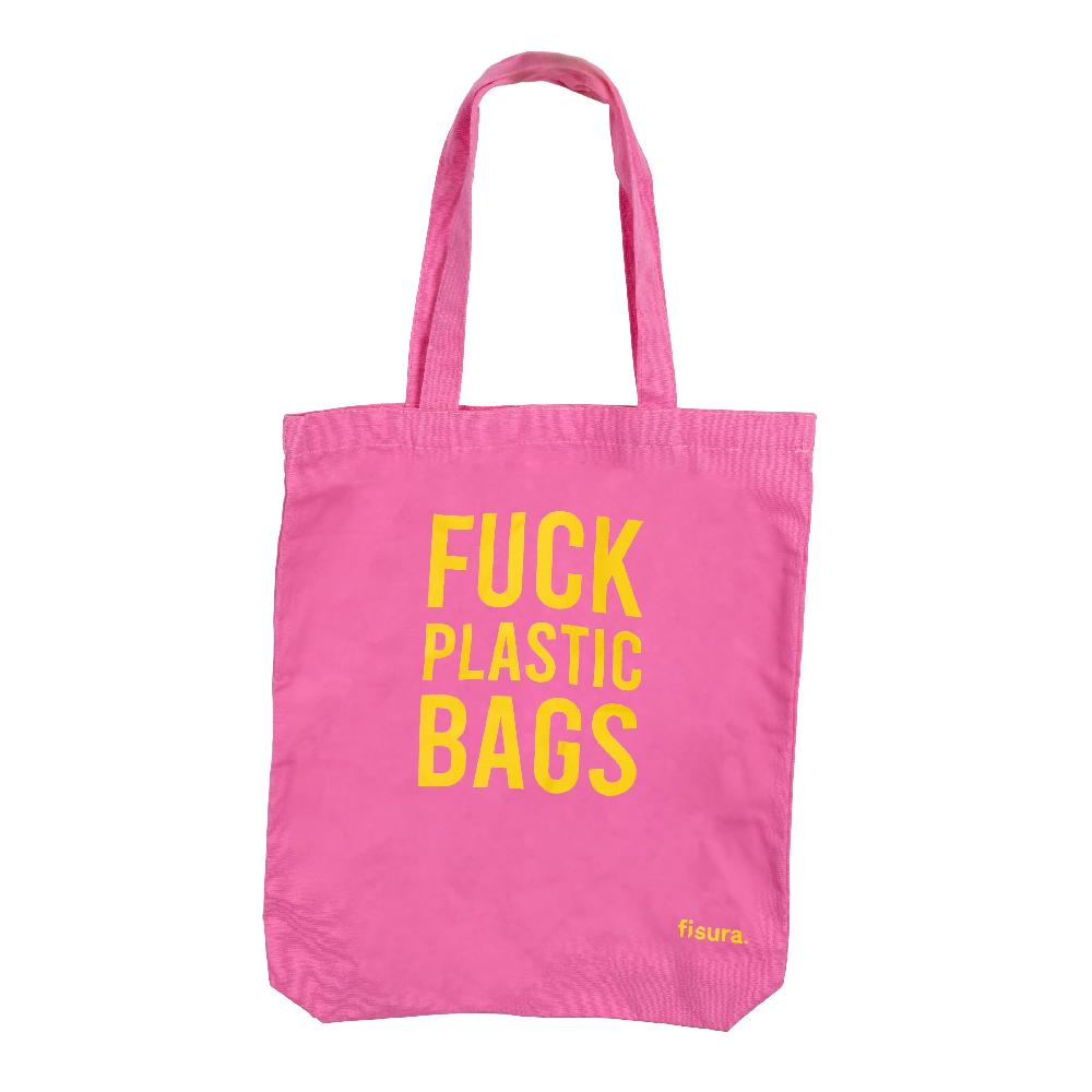 Fisura Tote bag original “fuck plastic bag" rosa