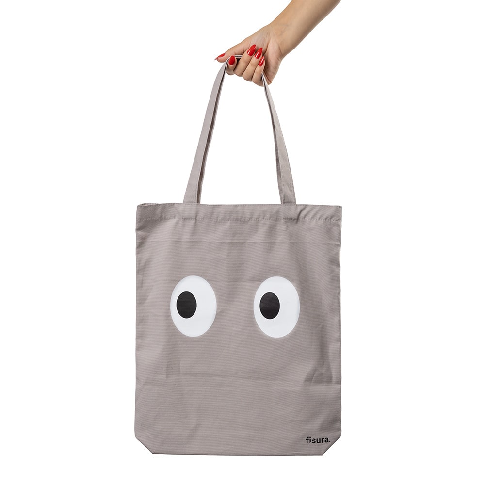 Fisura Tote bag original “ojos” gris
