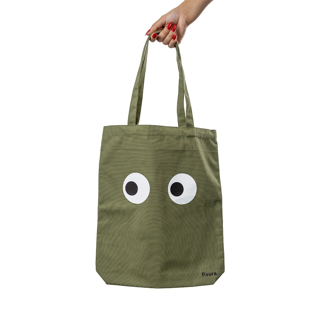 Fisura Tote bag original “ojos” verde