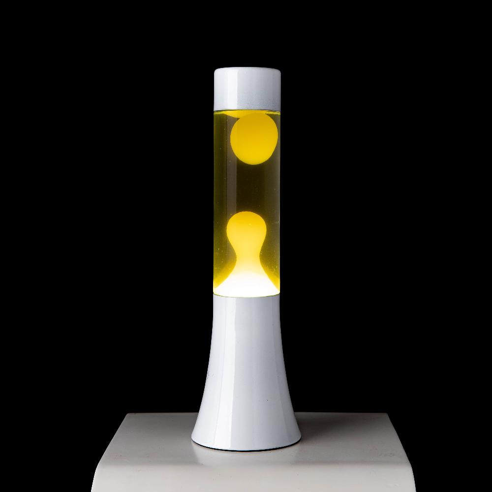 Fisura Lámpara De Lava Amarilla De 30 Cm Con Base Blanca Y Líquido Transparente