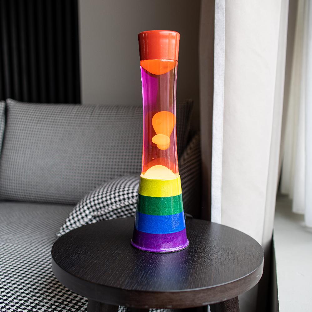 Fisura Lámpara De Lava Arcoiris Líquido Rosa Y Lava Naranja