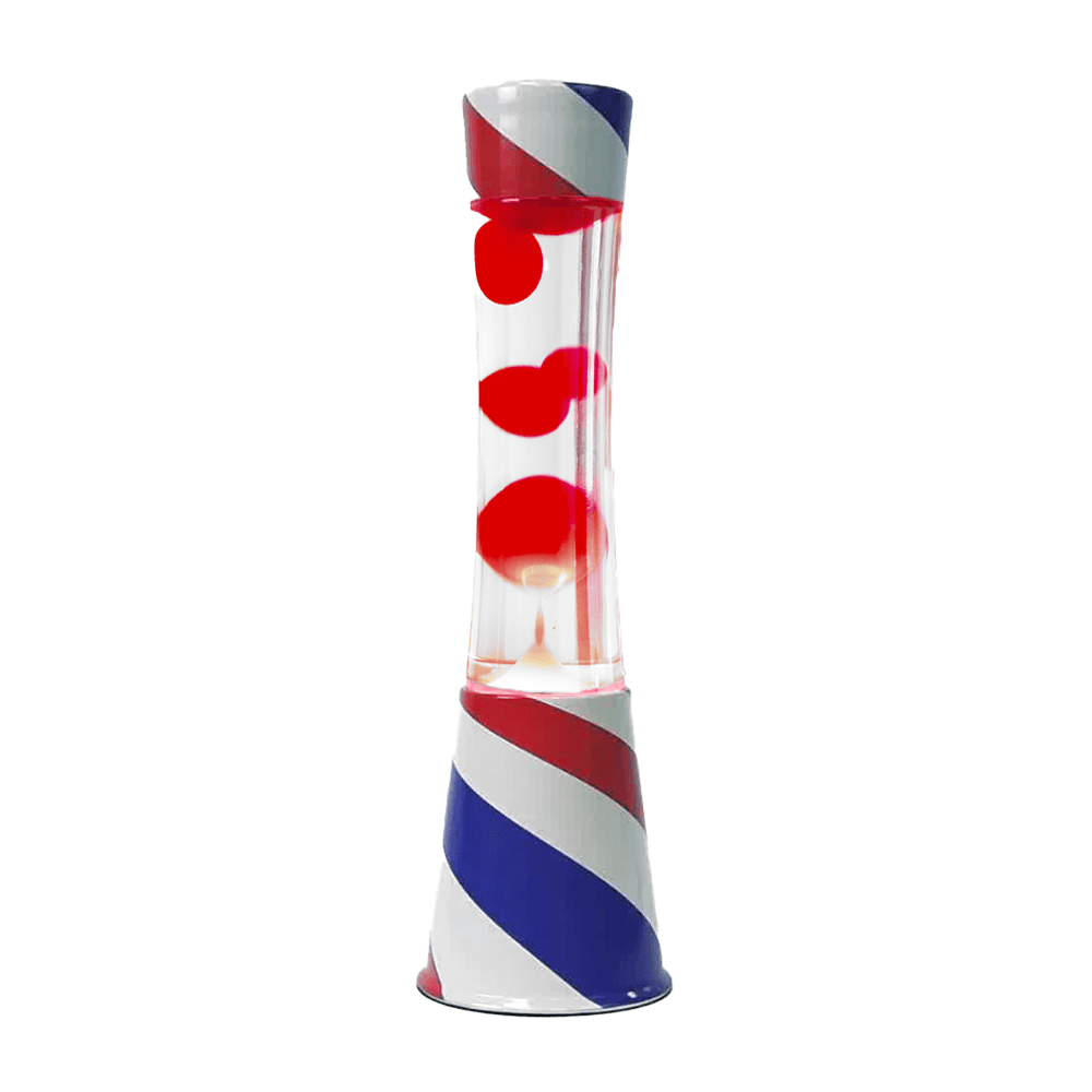 Fisura Lámpara de lava Barbería líquido transparente y lava roja