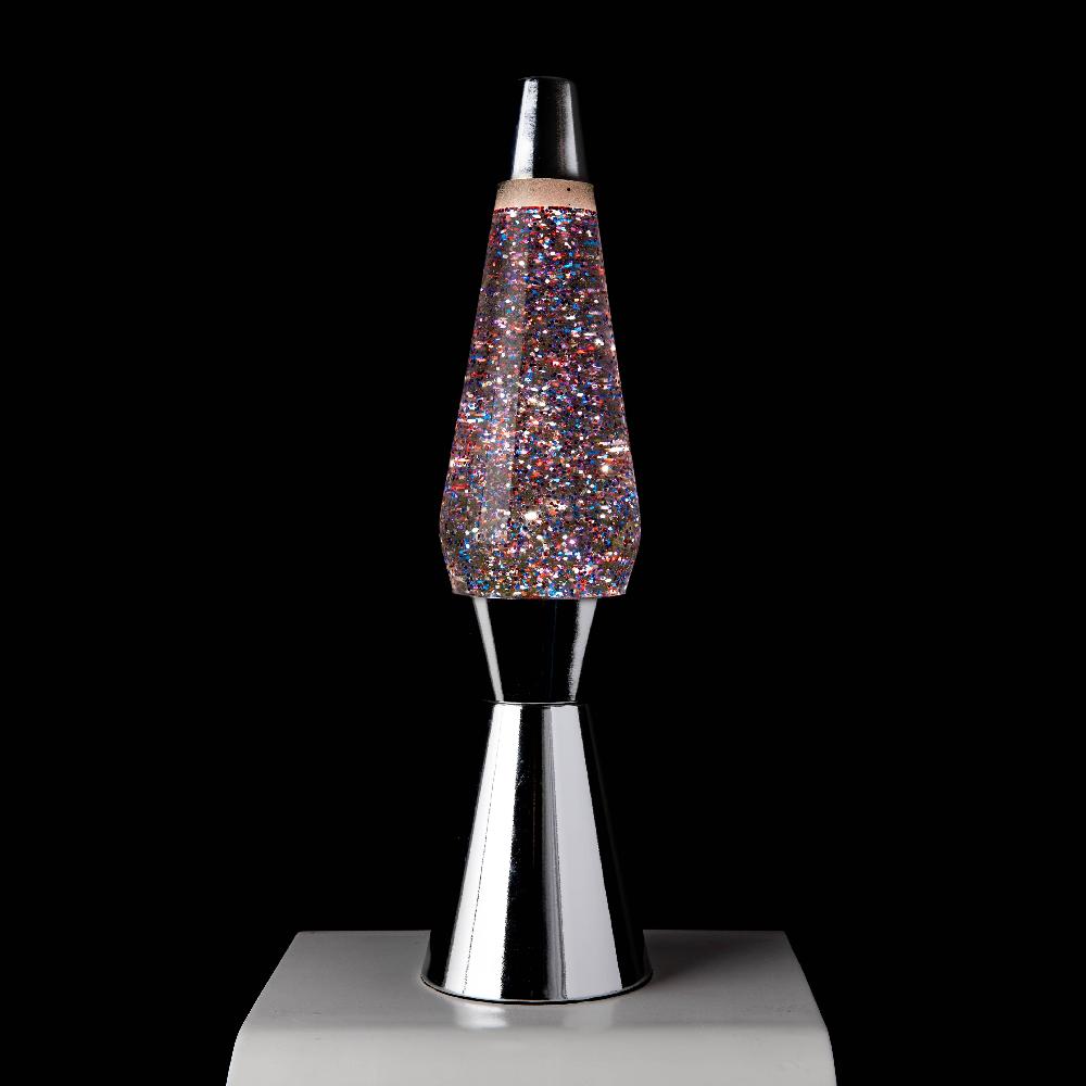 Fisura Lámpara De Lava “Bullet” Con Purpurina Y Base Cromada