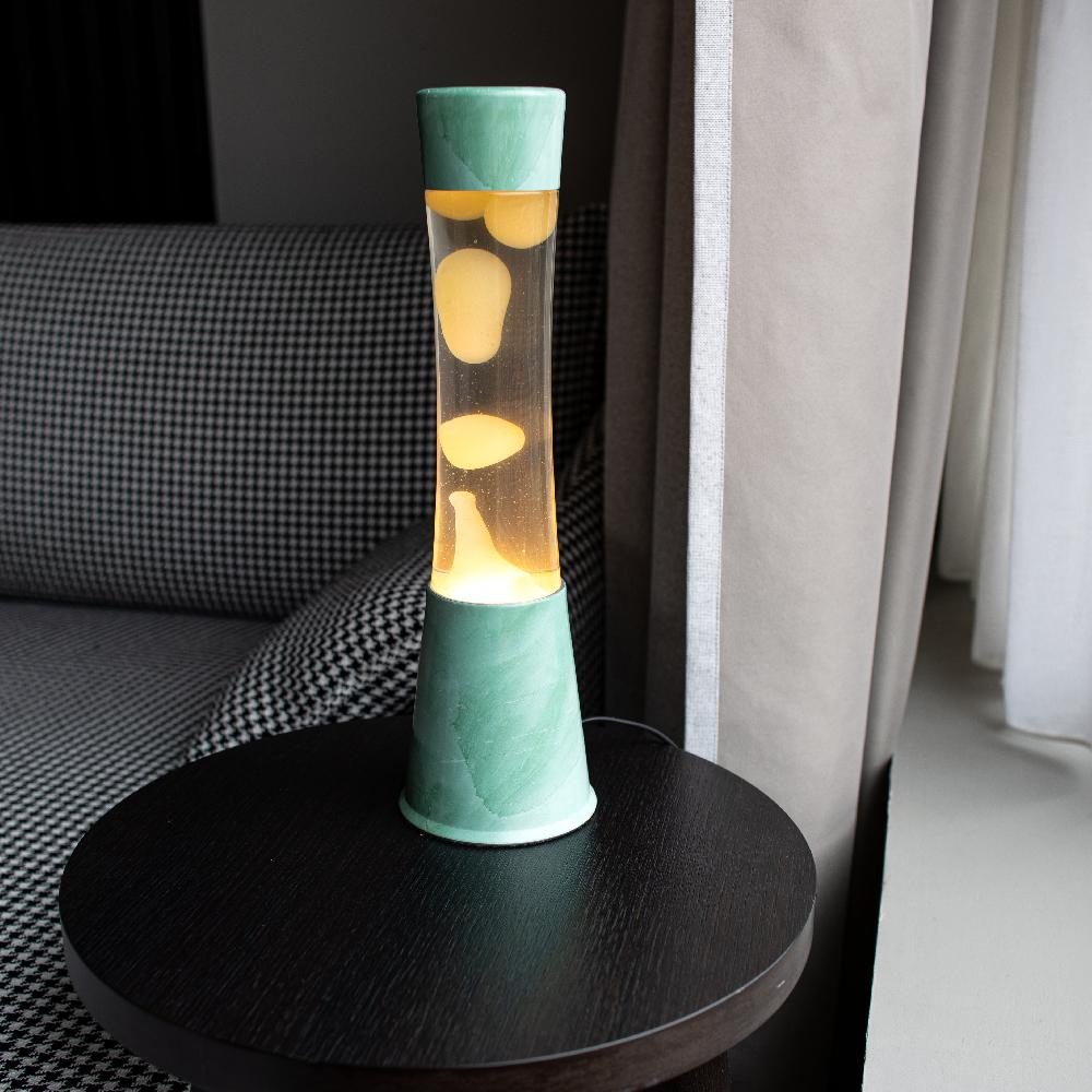 Fisura Lámpara De Lava Con Base Jade Con Líquido Transparente Con Lava Menta