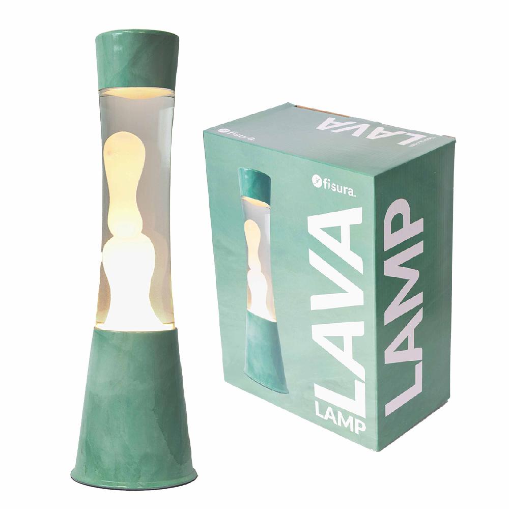 Fisura Lámpara de lava con base jade con líquido transparente con Lava menta