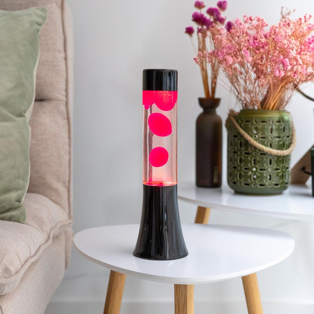 Fisura Lámpara De Lava Rosa De 30 Cm Con Base Negra