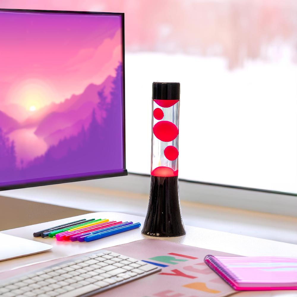 Fisura Lámpara De Lava Rosa De 30 Cm Con Base Negra