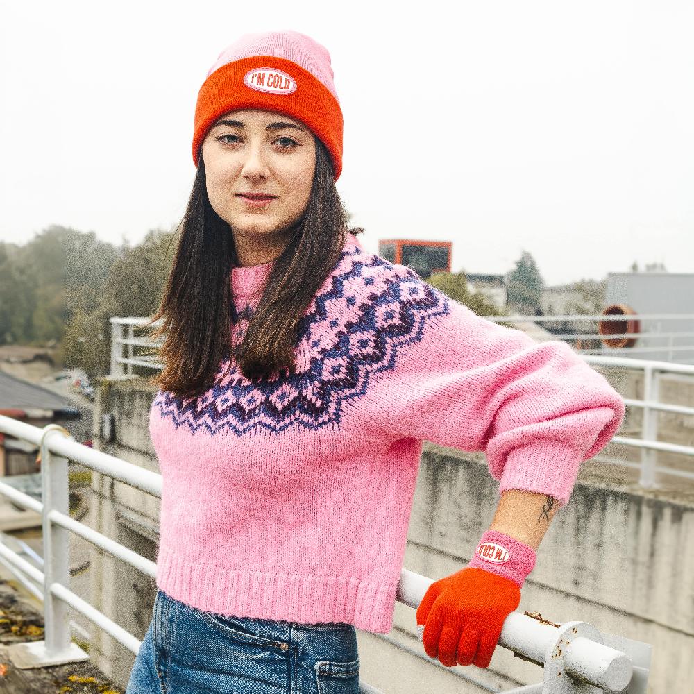 Fisura Pack De Gorro Y Guantes “I’m Cold” Rosa Y Rojo
