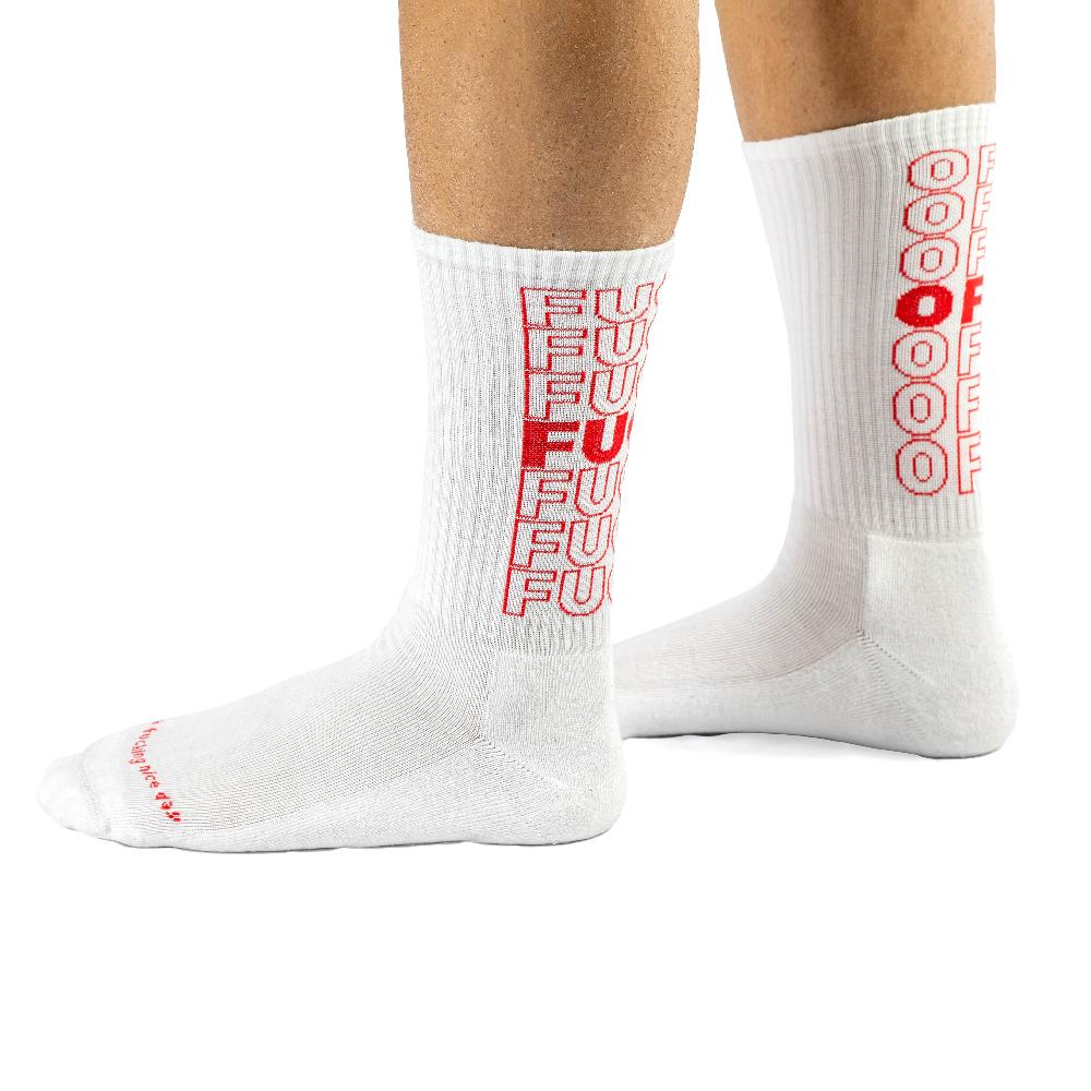 Fisura Par De Calcetines Unisex "Fuck Off" Contornos Rojo