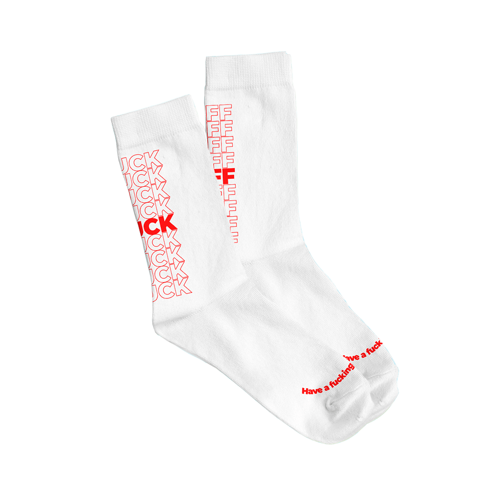 Fisura Par de calcetines Unisex "Fuck Off" Contornos Rojo