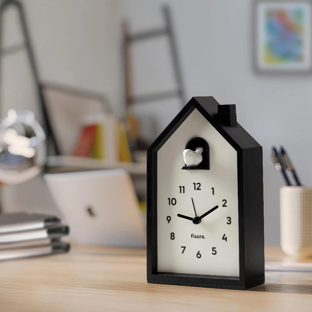 Fisura Reloj Despertador Cuco Casita Blanco Y Negro