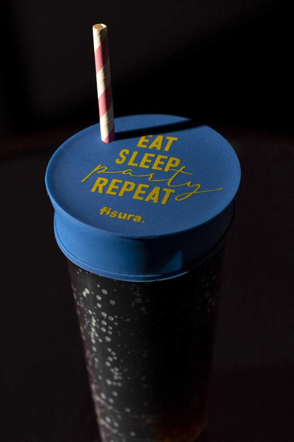 Fisura Tapa Vasos Antidroga “Eat Sleep Party Repeat” 5 Unidades