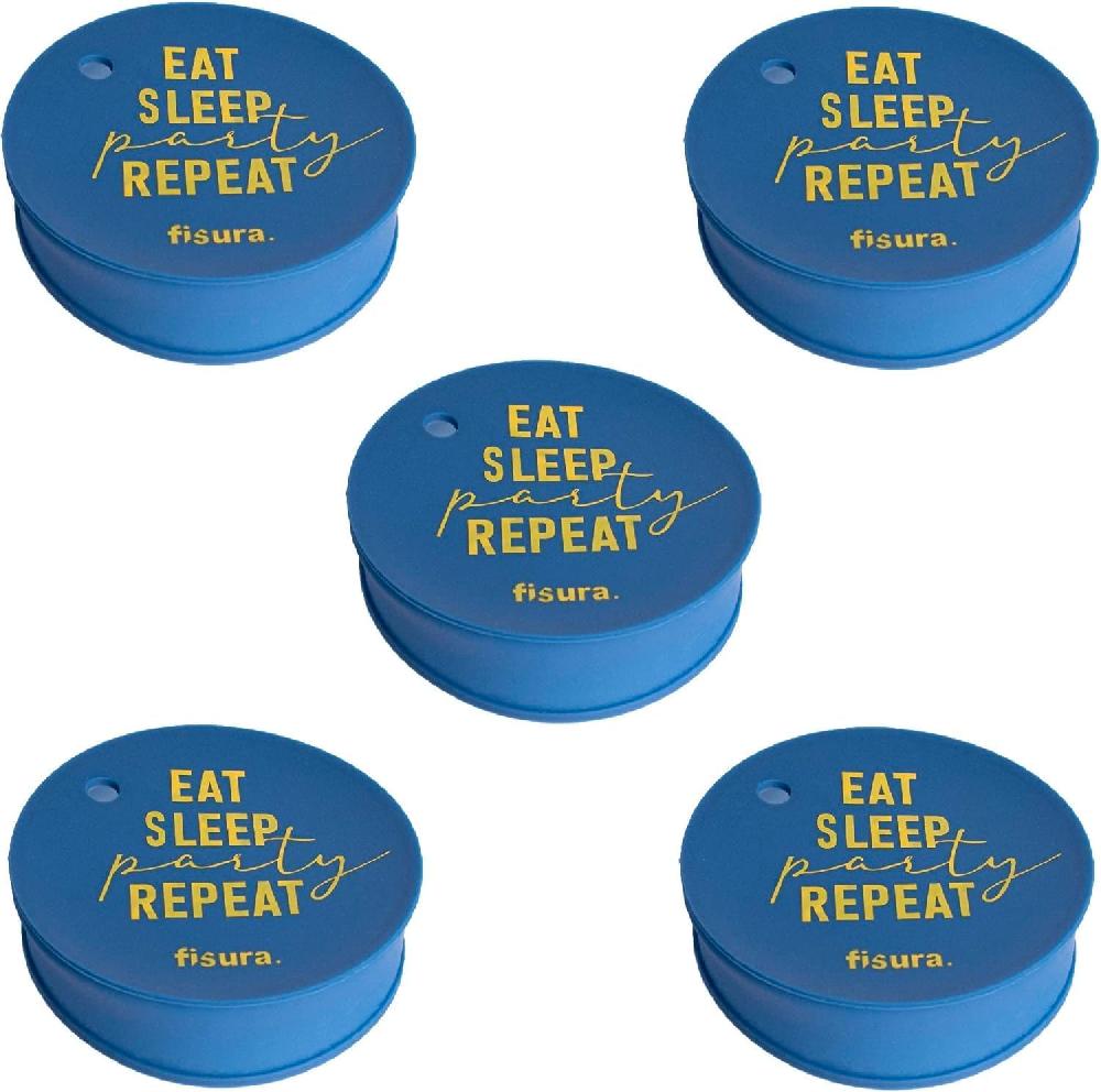 Fisura Tapa vasos antidroga “Eat Sleep Party Repeat” 5 unidades