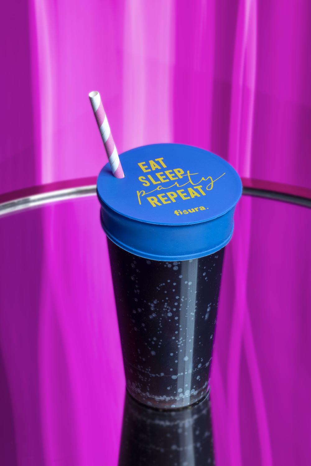 Fisura Tapa Vasos Antidroga “Eat Sleep Party Repeat” 5 Unidades