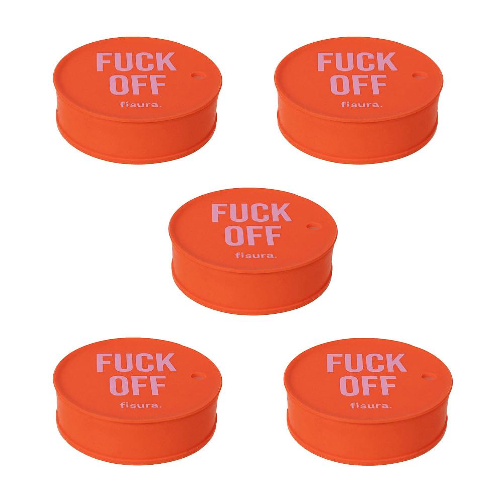 Fisura Tapa vasos antidroga “Fuck off” rojo 5 unidades