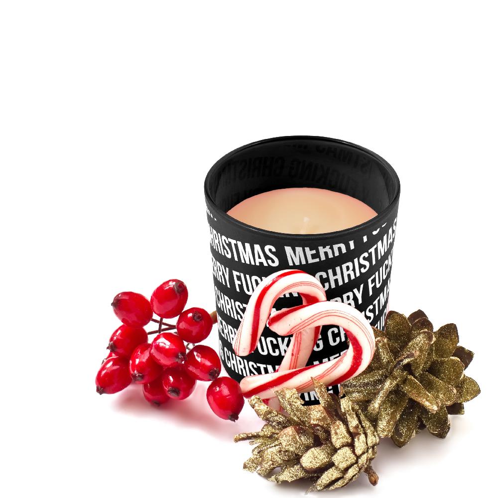 Fisura Velas De Vaso Patrón "Fucking Christmas" - Pack Rojo Y Negro