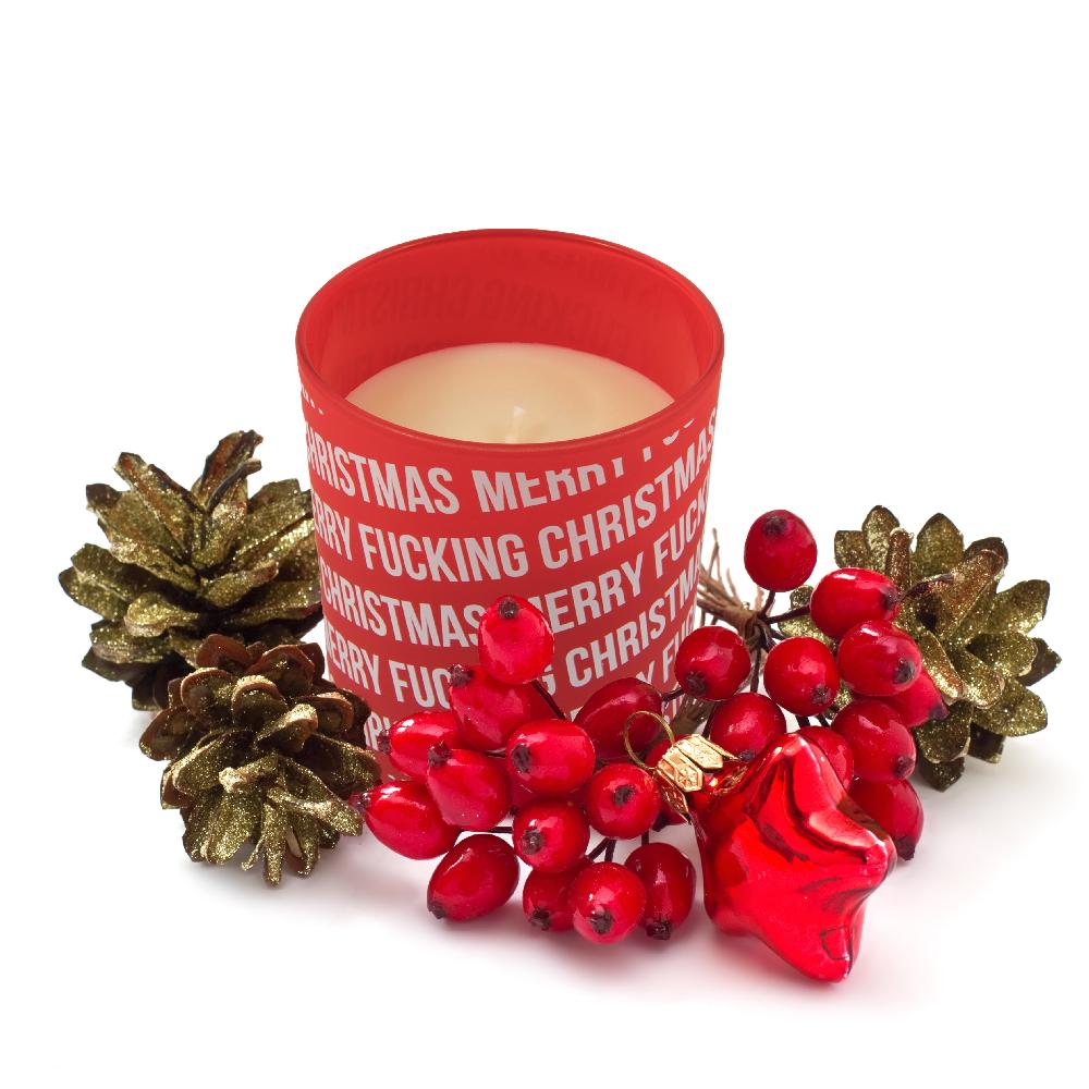 Fisura Velas De Vaso Patrón "Fucking Christmas" - Pack Rojo Y Negro