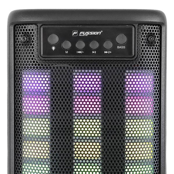 Fussion ISP-24009: Bocina Portátil ROOK De 20 000W P.M.P.O Con Bluetooth Radio FM Y Luces RGB 2X4"