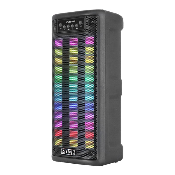 Fussion ISP-24009: Bocina Portátil ROOK De 20 000W P.M.P.O Con Bluetooth Radio FM Y Luces RGB 2X4"