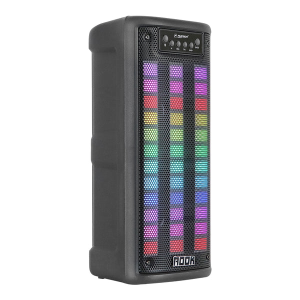 Fussion ISP-24009: Bocina Portátil ROOK De 20 000W P.M.P.O Con Bluetooth Radio FM Y Luces RGB 2X4"