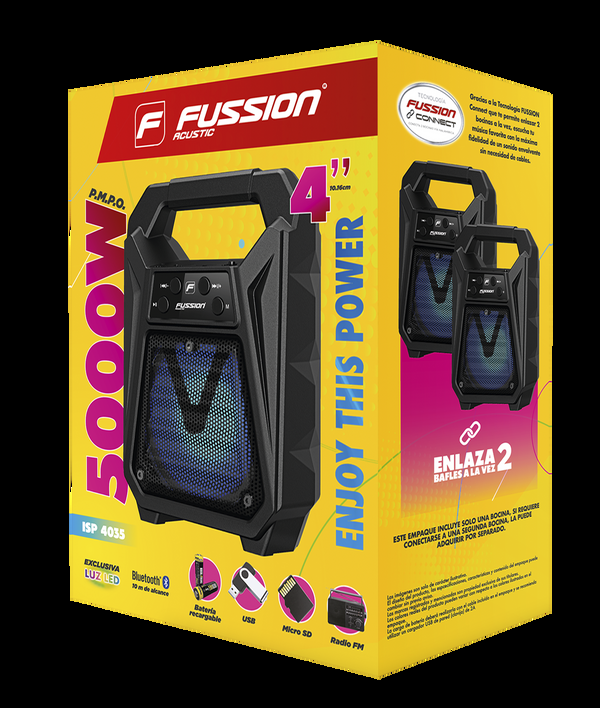 Fussion ISP-4035 Bocina Portátil De 4" 5 000W P.M.P.O