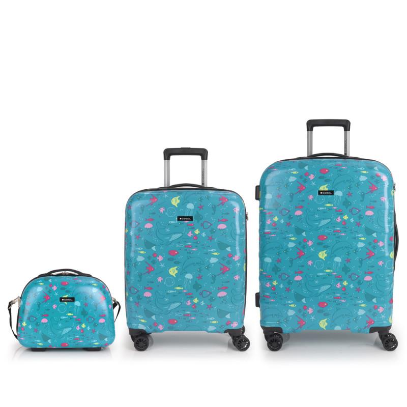 Gabol Juego de 2 maletas (cabina y mediana) y neceser ACQUA