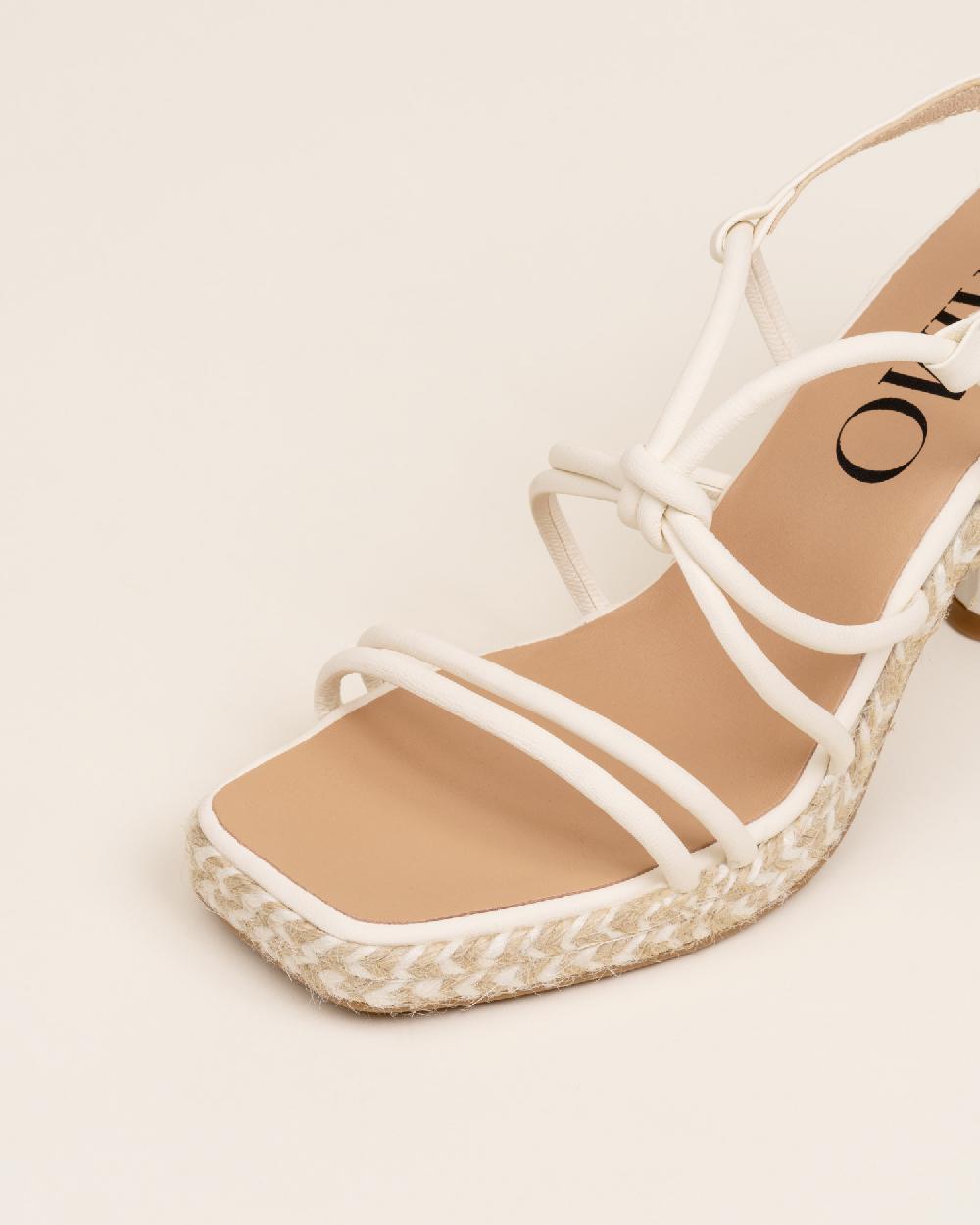 Gaimo Espadrilles Clopin MarfilSandalias De Tacón De Yute En Piel Con Tiras