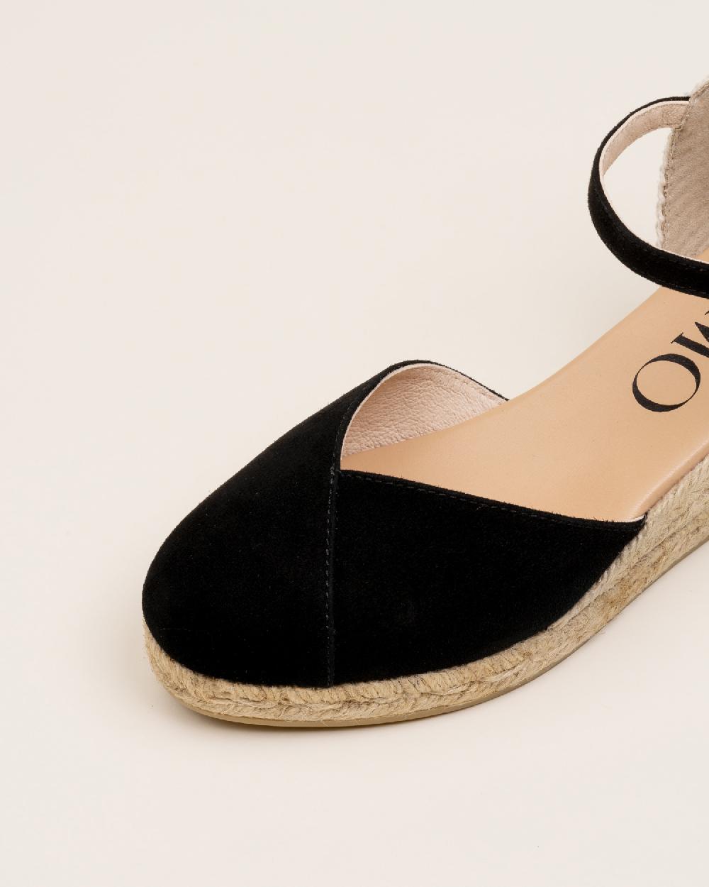Gaimo Espadrilles Copita NegroAlpargatas De Cuña En Piel Con Escote Pico