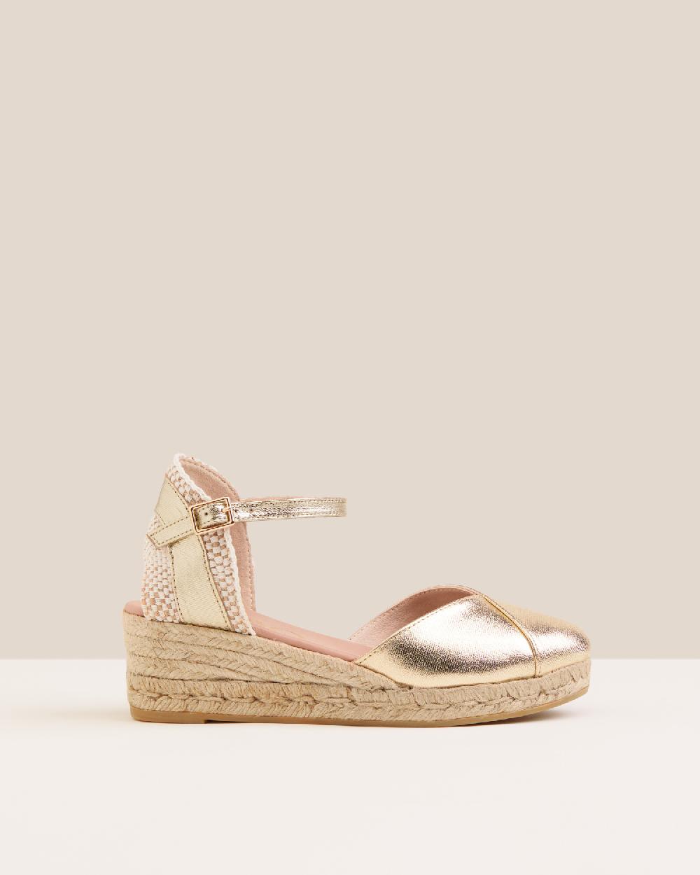 Gaimo espadrilles Copita Odin CarraraAlpargatas de cuña en piel grabada con escote pico