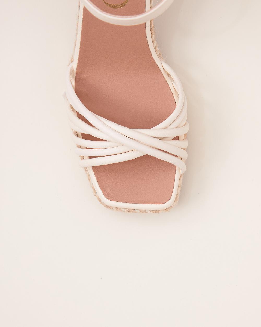 Gaimo Espadrilles Fusca MarfilSandalias Con Tacón De Yute En Piel Con Detalle Multitiras