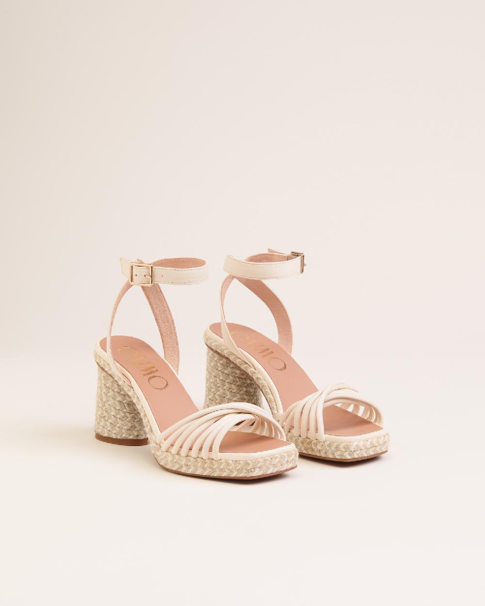 Gaimo Espadrilles Fusca MarfilSandalias Con Tacón De Yute En Piel Con Detalle Multitiras