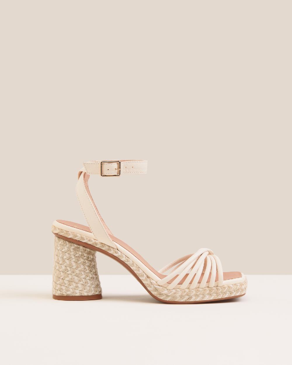 Gaimo espadrilles Fusca MarfilSandalias con tacón de yute en piel con detalle multitiras