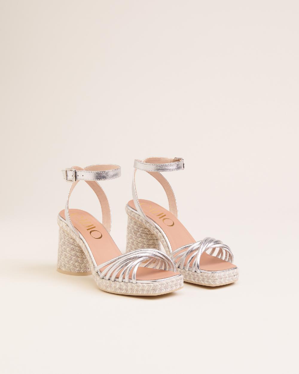 Gaimo Espadrilles Fusca PlataSandalias Con Tacón De Yute En Piel Con Detalle Multitiras