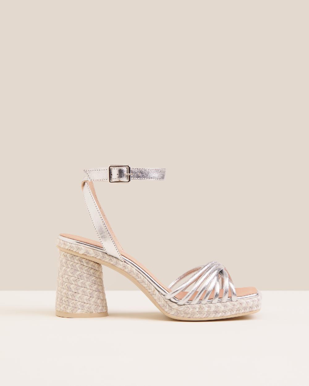 Gaimo espadrilles Fusca PlataSandalias con tacón de yute en piel con detalle multitiras