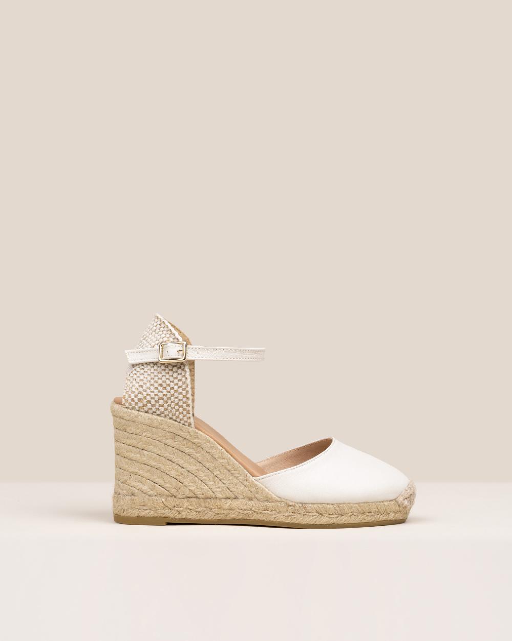 Gaimo espadrilles Global7 Pharos MarfilAlpargatas de cuña en piel con hebilla